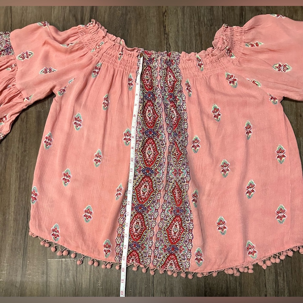 RAGA Boho Blouse with Pom Pom Trim. Size L - Picture 10 of 10
